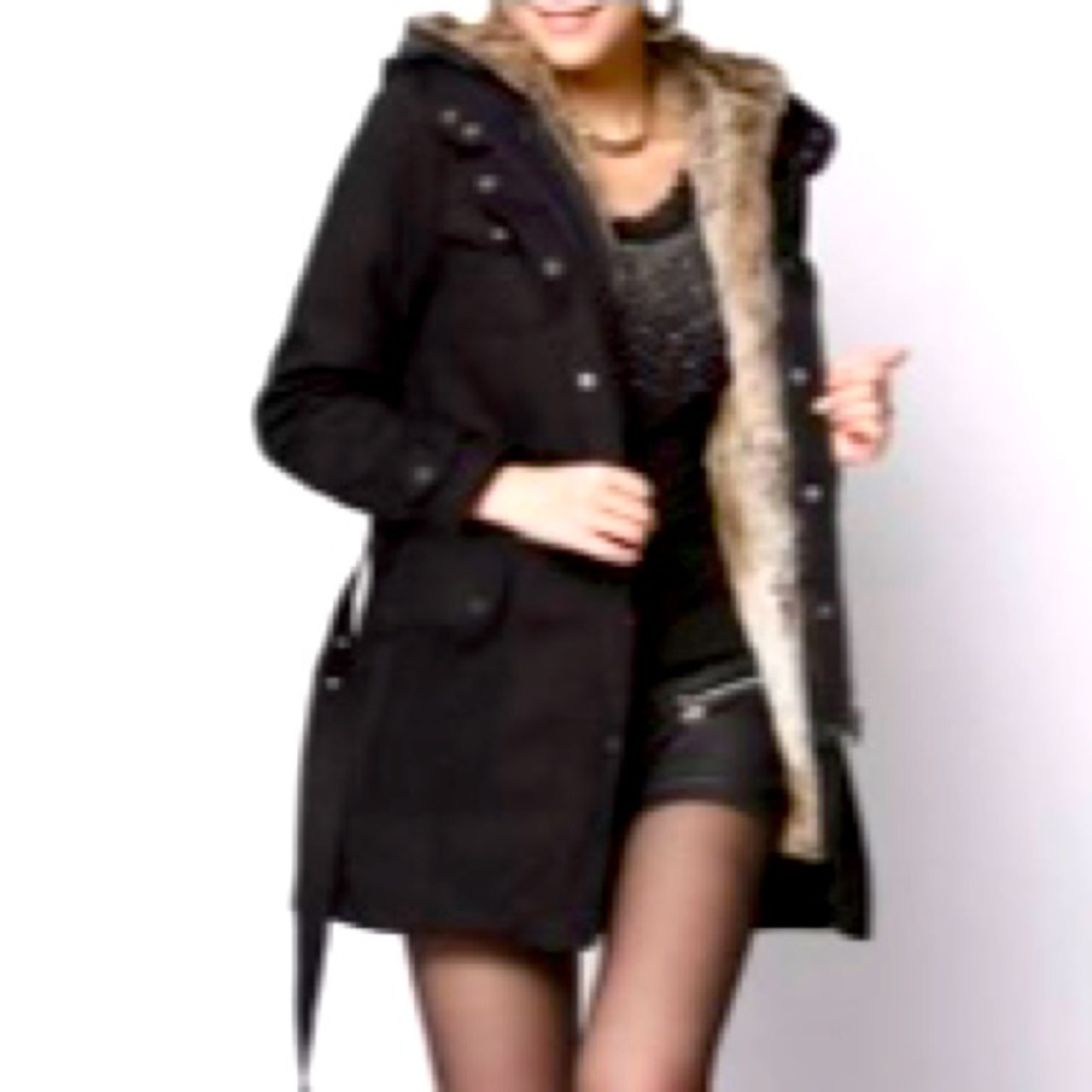 Trendy Black Faux Fur Jacket